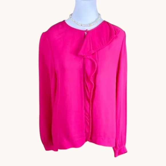 kate spade Tops - Kate Spade Blouse Long Sleeve Ruffle Collar Pink (8)